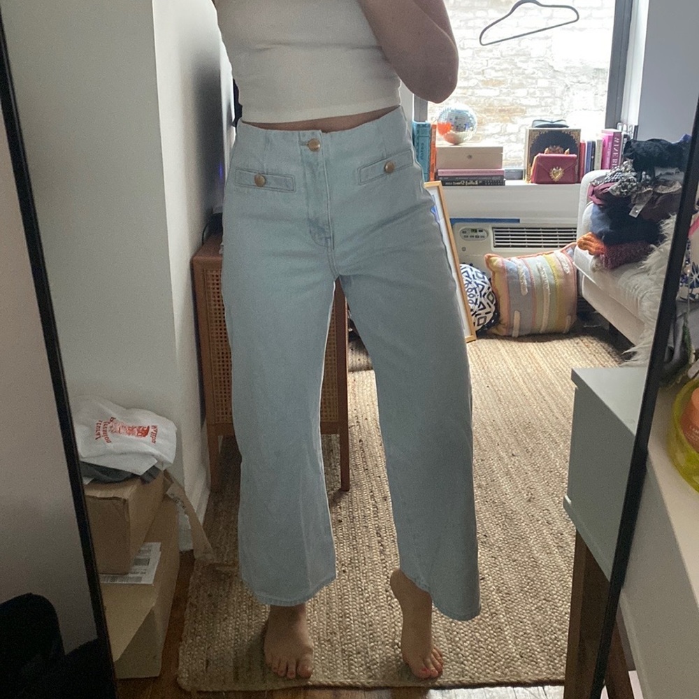 Wide Leg button detail jeans